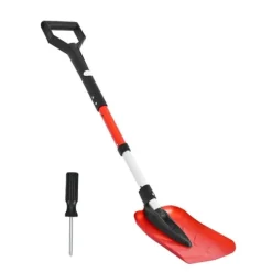 Sneskovl til indkørsel - Foldbar model - D-formet håndtag - Justerbart skaft 91-102 cm - Bladbredde 22 cm - Letvægts aluminiumslegering