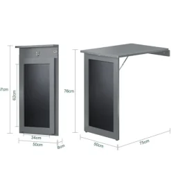 SoBuy Vægbord Træfoldebord 50x75x76cm - Grå Barbord med tavle FWT20-HG