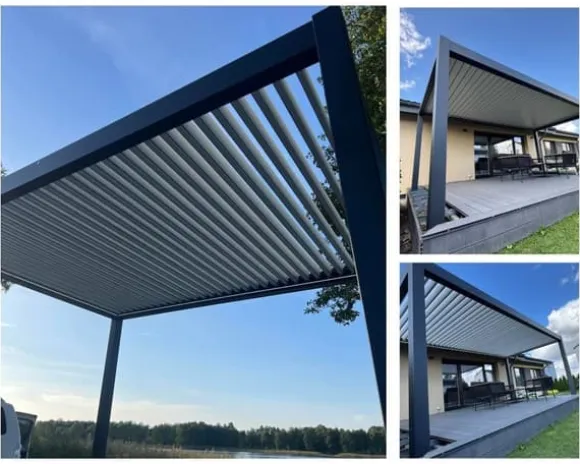 SOL PRO Bioklimaattinen pergola 5,8 X 2,96 m valmistettu alumiinista, automaattisesti säädettävällä katolla ja LED-valaistuksella – antrasiittiväri | CDON