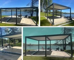 SOL PRO Bioklimaattinen pergola 5,8 X 2,96 m valmistettu alumiinista, automaattisesti säädettävällä katolla ja LED-valaistuksella – antrasiittiväri | CDON