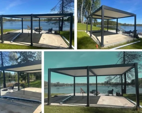 SOL PRO Bioklimaattinen pergola 5,8 X 2,96 m valmistettu alumiinista, automaattisesti säädettävällä katolla ja LED-valaistuksella – antrasiittiväri | CDON