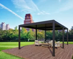 SOL PRO Bioklimaattinen pergola 5,8 X 2,96 m valmistettu alumiinista, automaattisesti säädettävällä katolla ja LED-valaistuksella – antrasiittiväri | CDON