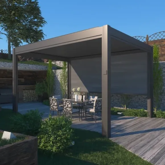 SOL PRO Bioklimaattinen pergola 5,8 X 2,96 m valmistettu alumiinista, automaattisesti säädettävällä katolla ja LED-valaistuksella – antrasiittiväri | CDON