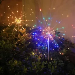 SOLAR Havelampe FARVERIGT Fyrværkeri op til 200 LED JULEFEST