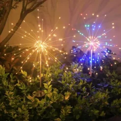 SOLAR Havelampe FARVERIGT Fyrværkeri op til 200 LED JULEFEST