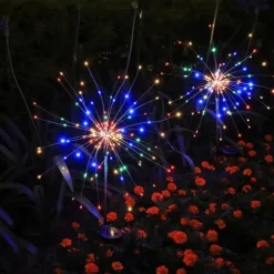 SOLAR Havelampe FARVERIGT Fyrværkeri op til 200 LED JULEFEST