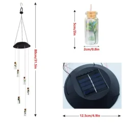 Solar Power LED Farverig Vindklokke Lampe Ønskeflaske Vindklokke Dekoration til Have
