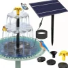 Solar springvand til haven – Fuglebad springvand med 3-lags vandfald, 4 dyser og DIY vandfunktion