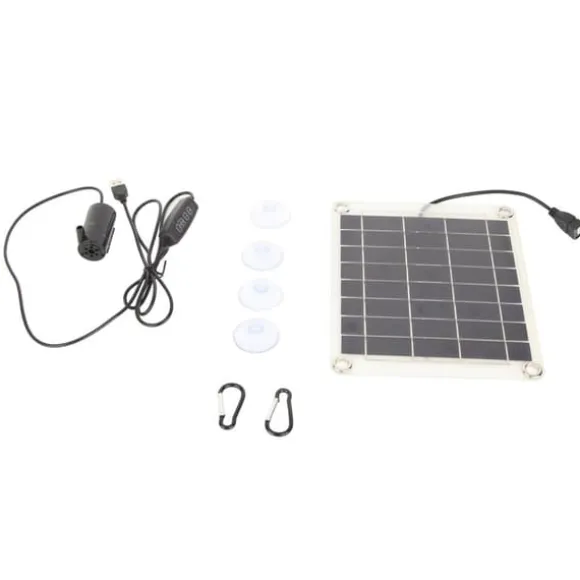 Solar vandpumpesæt med 10W dobbeltsidet monokrystallinsk silicium solpanel - 5V 3W lavstøjspumpe