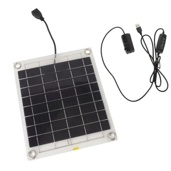 Solar vandpumpesæt med 10W dobbeltsidet monokrystallinsk silicium solpanel - 5V 3W lavstøjspumpe