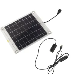 Solar vandpumpesæt med 10W dobbeltsidet monokrystallinsk silicium solpanel - 5V 3W lavstøjspumpe