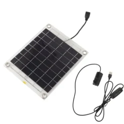 Solar vandpumpesæt med 10W dobbeltsidet monokrystallinsk silicium solpanel - 5V 3W lavstøjspumpe