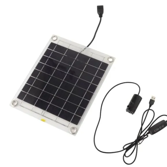 Solar vandpumpesæt med 10W dobbeltsidet monokrystallinsk silicium solpanel - 5V 3W lavstøjspumpe