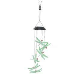Solar Wind Chimes Ljuskänslig design Vattentät Automatisk drift Grön trollslända Form Färgskiftande ljus
