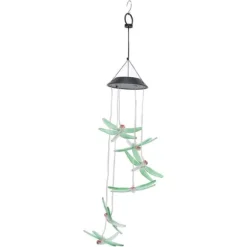 Solar Wind Chimes Ljuskänslig design Vattentät Automatisk drift Grön trollslända Form Färgskiftande ljus