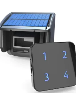 Solarløs trådløs indkørselsalarm, 400 meters transmissionsområde, 15 meters bevægelsesdetektion,EU-stik, KIT1