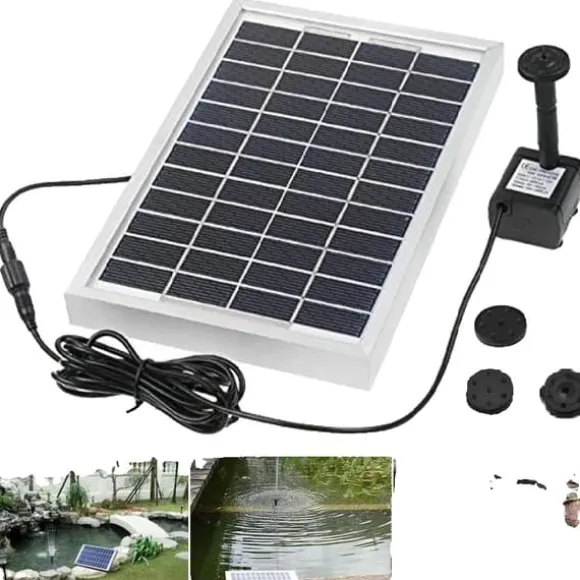 Solartankpumpe, 5W solenergi, 250 L/t flowrate, 60 cm sprøjtehøjde