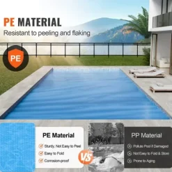 Solartæppe til swimmingpool, 24 x 12 ft rektangel, til både nedgravede og overjordiske pools, 16 mil blåt solar cover, energieffektiv opvarmning