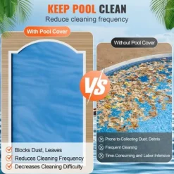 Solartæppe til swimmingpool, 24 x 12 ft rektangel, til både nedgravede og overjordiske pools, 16 mil blåt solar cover, energieffektiv opvarmning