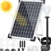 Solcelle fontænepumpe - Nedsænkelig havedamspumpe - 12 W - 500 l/t - 1 m slange - 9 dyser