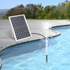 Solcelle fontænepumpe til dam/pool/akvarium - Vandpumpe Sæt - 10 W - 24 V Børsteløs - Max 1000 l/t - Dyser Medfølger - Plast - Sort