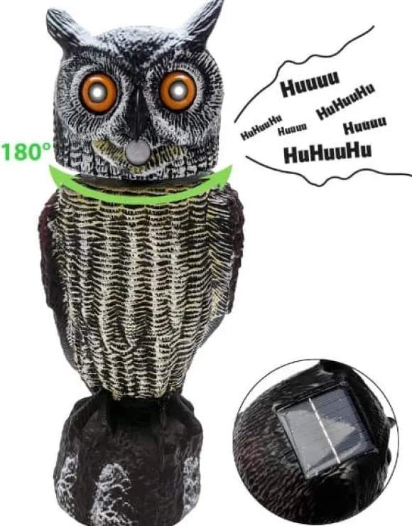 Solcelledrevet fugleafviser Owl Sonic 3-i-1
