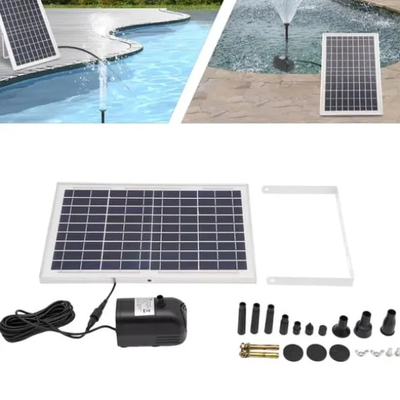 Solcellepumpe - Fontæne- og vandfaldspumpe - 10 W - 1000 l/h - Havedam og springvand - Hvid