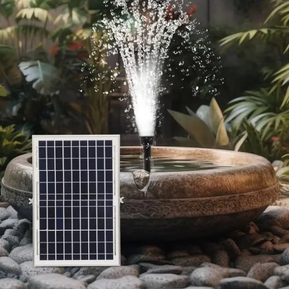 Solcellepumpe - Fontæne- og vandfaldspumpe - 10 W - 1000 l/h - Havedam og springvand - Hvid