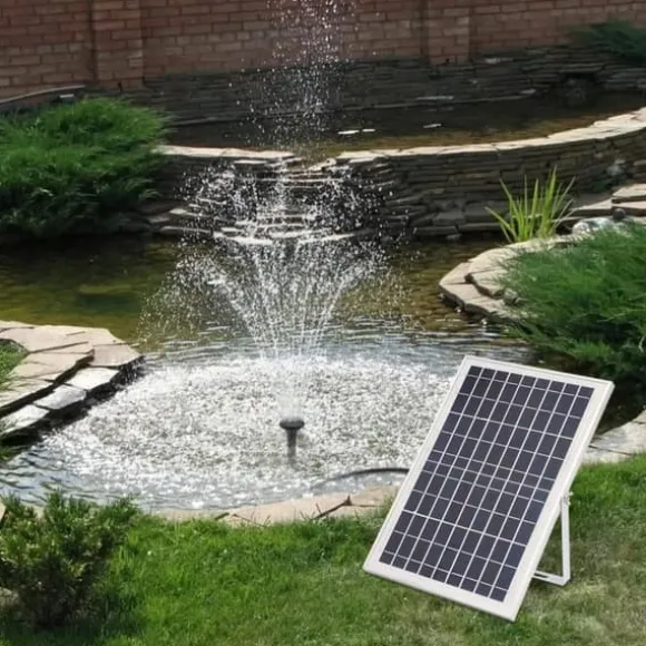 Solcellepumpe - Fontæne- og vandfaldspumpe - 10 W - 1000 l/h - Havedam og springvand - Hvid