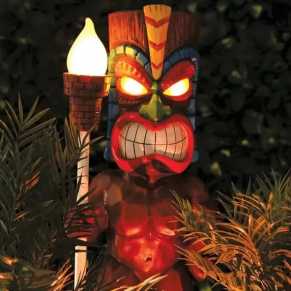 Soldrevet LED Tiki Light Solar Totem Figur Ornamenter LED Havelys Dekoration Håndværk til veranda Plæne Trail