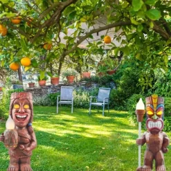 Soldrevet LED Tiki Light Solar Totem Figur Ornamenter LED Havelys Dekoration Håndværk til veranda Plæne Trail