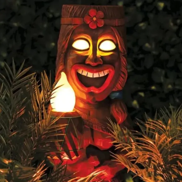 Soldrevet LED Tiki Light Solar Totem Figur Ornamenter LED Havelys Dekoration Håndværk til veranda Plæne Trail