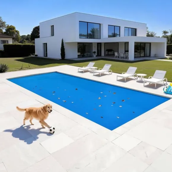 Solfolie til pool - Rektangulær bobleoverdækning - 10,97 x 4,88 m - 0,30 mm - PE-materiale - Varmeabsorberende og -bevarende - Blå