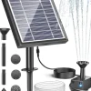 Solfontæne til fuglebad - Pumpekit med solpanel 5V 2,5W - 170 L/h - Til lille havedam & akvarium - Plast - Mørkegrå