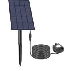 Solfontæne til fuglebad - Pumpekit med solpanel 5V 2,5W - 170 L/h - Til lille havedam & akvarium - Plast - Mørkegrå