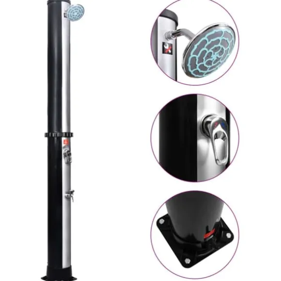 Solopvarmet udendørsbruser med brusehoved og hane 40 l - Solopvarmet Bruser - Solopvarmede Brusere - Home & Living