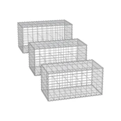 SONGMICS trådkurv med 5 x 10 cm maskestørrelse, 3 stk. sæt, sølvfarvet