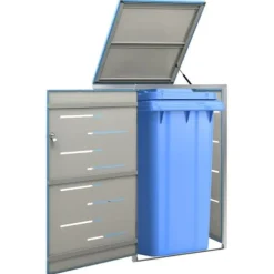 Sopkärlsskjul i rostfritt stål - Robust och vädertålig design | Storlek: 69x77,5x112,5 cm