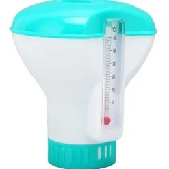 Spa Chemical Dispenser med termometer Återanvändbar Lake Blue Swimming Pool Chlorine Tablet Floater