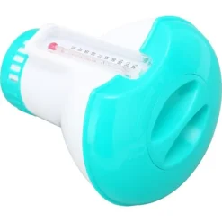 Spa Chemical Dispenser med termometer Återanvändbar Lake Blue Swimming Pool Chlorine Tablet Floater