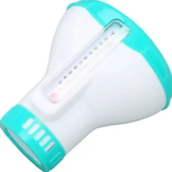 Spa Chemical Dispenser med termometer Återanvändbar Lake Blue Swimming Pool Chlorine Tablet Floater