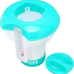 Spa Chemical Dispenser med termometer Återanvändbar Lake Blue Swimming Pool Chlorine Tablet Floater