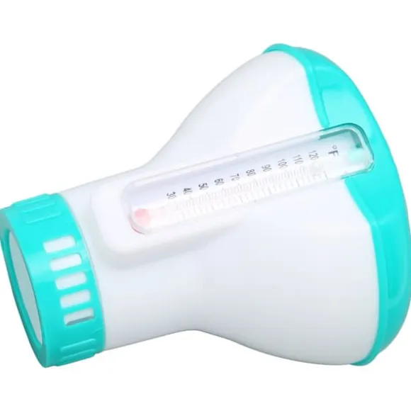 Spa Chemical Dispenser med termometer Återanvändbar Lake Blue Swimming Pool Chlorine Tablet Floater