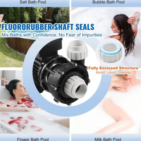 Spa pumpe, dobbelt hastighed, 56-ramme, 2" port, 90° roterende interface, TÜV certificeret