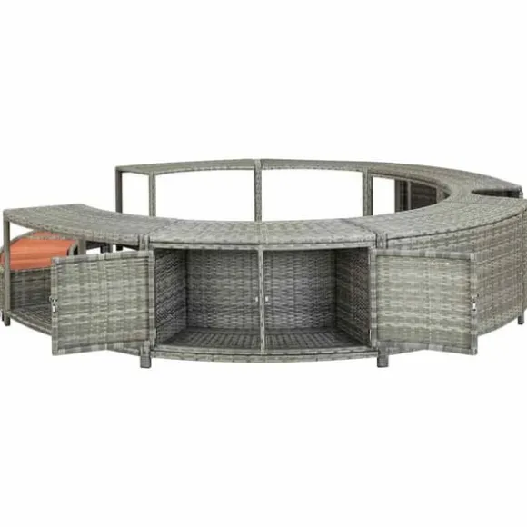 Spabadsskant i polyrattan - Smart og funktionel | Farve: Grå