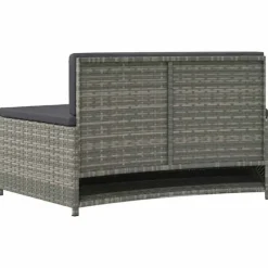 Spabænke med hynder 2 stk. - Polyrattan grå | Farve: Grå | Størrelse: N/A