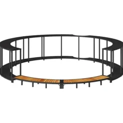 Spakant med opbevaring og trætrin - Polyrattan | Farve: Sort