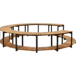 Spaomkrans i massivt akacietræ - Elegant tilbehør til spabad | Størrelse: 273x53 cm | Farve: Naturlig træfinish
