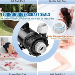 Spa-pumpe med 2 hastigheder, 1600W, 39 M³/h, 15 M/400W, 19 M³/h, anti-lækage, overophedningsbeskyttelse, til hjemme- og udendørs spa.