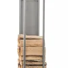 Spark 180cm Stainless Steel Firewood Rack for Indoor/Outdoor Use - Metal Firewood Stand